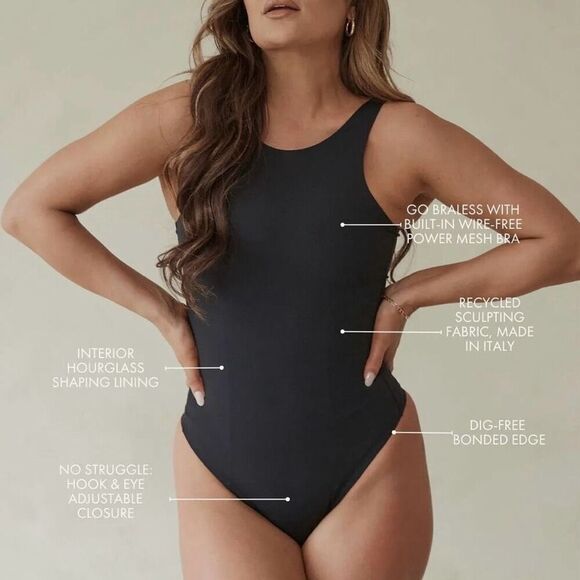 Pinsy High Neck Hourglass Shapewear Cheeky Bodysuit 1X - Picture 8 of 8